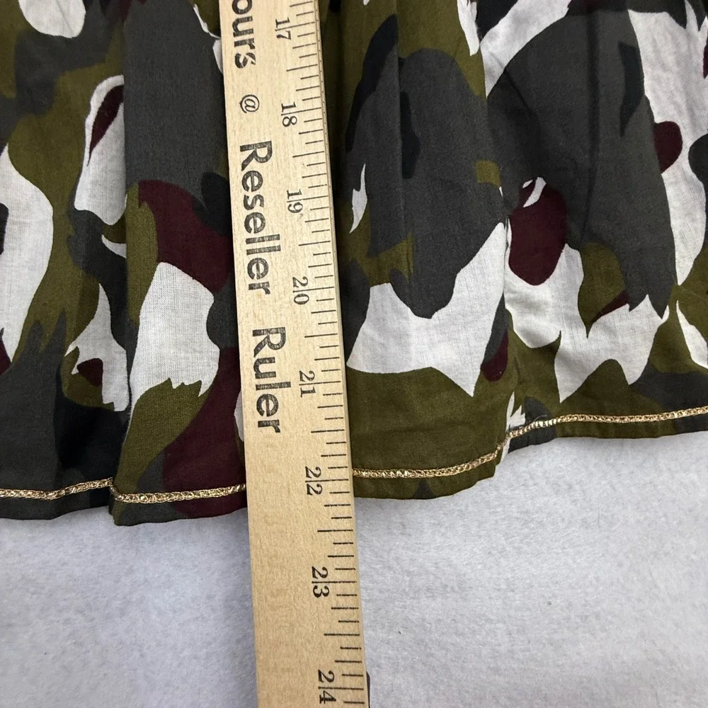 Lane Bryant Skirt Womens 14/16 Green Camo Tiered Ruffle Metallic Trim Cotton NWT - Picture 9 of 9